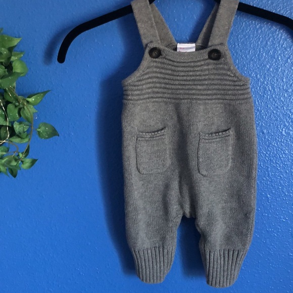 Hanna Andersson Organic Cotton Sweater Knit Overalls. Gray, Size 0-3 Months. EUC - Picture 2 of 13